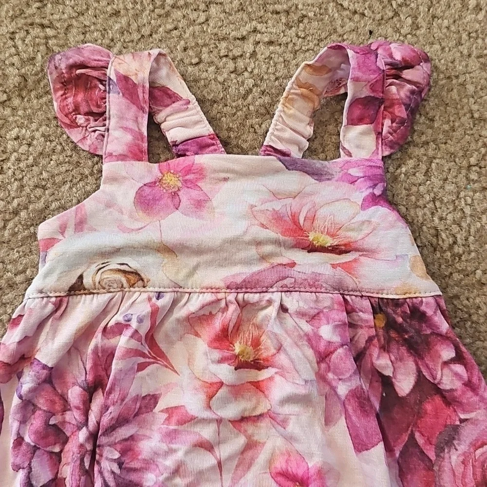 Posh Peanut Ruffled Capsleeve Bubble Romper Amira 3-6M